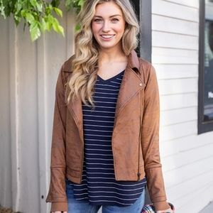 Grace & Lace Navy Striped Perfect Pocket Tee